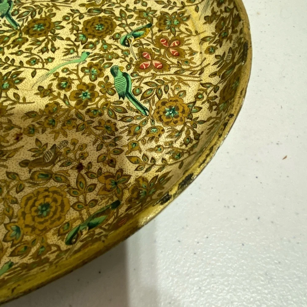 Vtg Registered Celebrate Japan Paper Mache Platter Gold Accent Birds and…